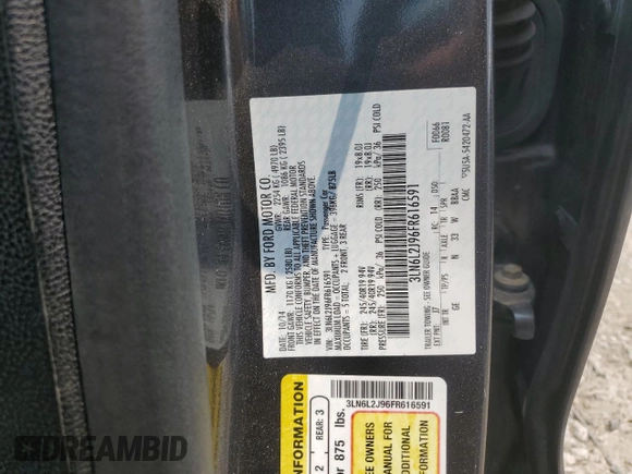 2015 Lincoln MKZ with VIN 3LN6L2J96FR616591, listed as a Copart auction lot 60215825 with 195,951 mi miles and Clean title. Bid and sale history available at DreamBid. Image 12.