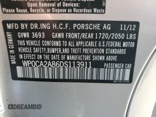 2013 Porsche Boxster z VIN WP0CA2A86DS113911, wystawiony jako Copart lot #58456454 z przebiegiem 101 149 mil mil oraz Szkoda całkowita • Salvage title. Historia ofert i sprzedaży dostępna na DreamBid. Obrazek 15.