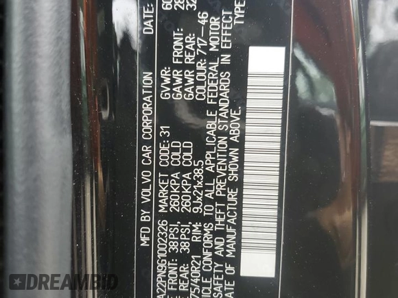 2016 Volvo XC90 with VIN YV4A22PN9G1002326, listed as a Copart auction lot 65860914 with Not Provided miles and Salvage Title. Bid and sale history available at DreamBid. Image 14.