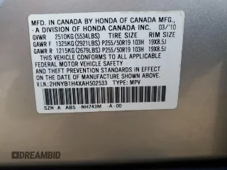 2010 Acura ZDX Tech Pkg with VIN 2HNYB1H4XAH502533, listed as a Copart auction lot 86800974 with 146,338 mi miles and Salvage Title. Bid and sale history available at carsss.com. Image 16.