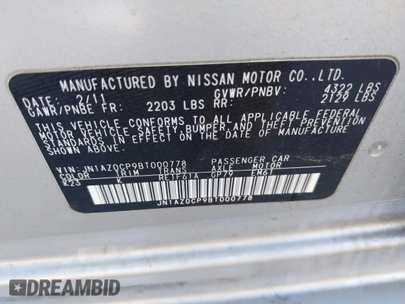 2011 Nissan LEAF SL-e z VIN JN1AZ0CP9BT000778, wystawiony jako IAAI lot #41655461 z przebiegiem 99 048 mil mil oraz . Historia ofert i sprzedaży dostępna na DreamBid. Obrazek 9.