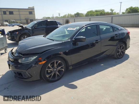 2019 Honda Civic Sport with VIN 19XFC2F81KE045324, listed as a Copart auction lot 53576965 with 110,836 mi miles and Salvage title. Bid and sale history available at DreamBid. Image 1.