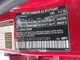 2013 Mercedes-Benz GLK 350 with VIN WDCGG8JB0DG047089, listed as a IAAI auction lot 41991336 with Not Provided miles and . Bid and sale history available at DreamBid. Image 9.