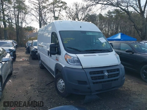 2017 Ram ProMaster Cargo with VIN 3C6TRVDG0HE503206, listed as a IAAI auction lot 41942324 with 141,967 mi miles and . Bid and sale history available at carsss.com. Image 1.