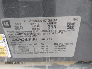 2014 GMC Acadia SLE with VIN 1GKKVPKD4EJ241701, listed as a IAAI auction lot 40790474 with 143,554 mi miles and . Bid and sale history available at carsss.com. Image 9.