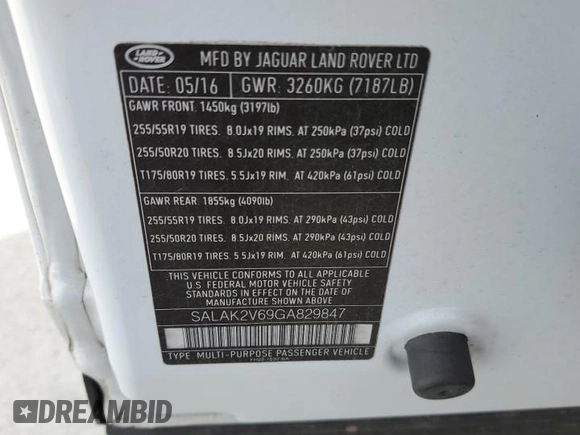 2016 Land Rover LR4 HSE Lux with VIN SALAK2V69GA829847, listed as a Copart auction lot 48519875 with 185,226 mi miles and Salvage title. Bid and sale history available at DreamBid. Image 14.