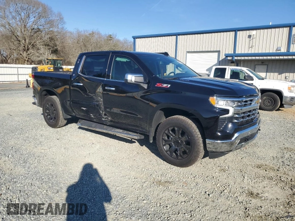 2023 Chevrolet Silverado 1500 LTZ with VIN 1GCUDGE85PZ163021, listed as a Copart auction lot 43059445 with 28,719 mi miles and Salvage Title. Bid and sale history available at carsss.com. Image 4.