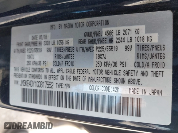 2016 Mazda CX-5 Grand Touring z VIN JM3KE4DY1G0817562, wystawiony jako IAAI lot #42289929 z przebiegiem 135 476 mil mil oraz . Historia ofert i sprzedaży dostępna na DreamBid. Obrazek 9.