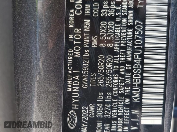 2023 Genesis GV80 with VIN KMUHBDSB4PU107507, listed as a Copart auction lot 54907715 with 89,970 mi miles and Salvage title. Bid and sale history available at DreamBid. Image 13.