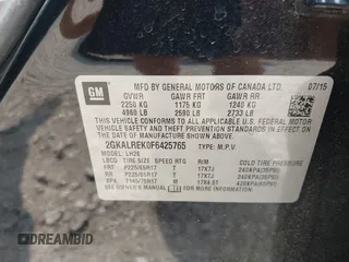 2015 GMC Terrain SLE z VIN 2GKALREK0F6425765, wystawiony jako IAAI lot #42593980 z przebiegiem 124 190 mil mil oraz . Historia ofert i sprzedaży dostępna na DreamBid. Obrazek 9.