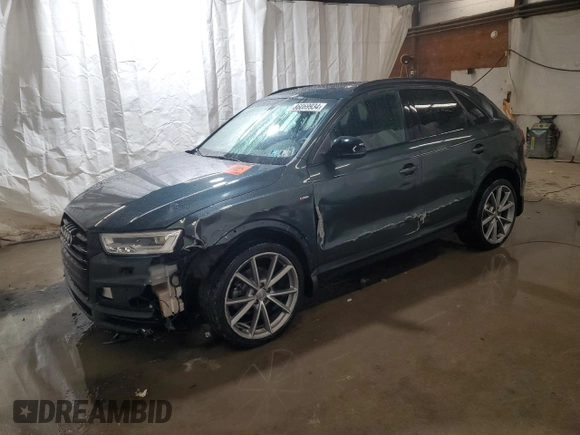 2018 Audi Q3 Premium Plus with VIN WA1JCCFS9JR031065, listed as a Copart auction lot 86069934 with 56,441 mi miles and Salvage Title. Bid and sale history available at carsss.com. Image 1.