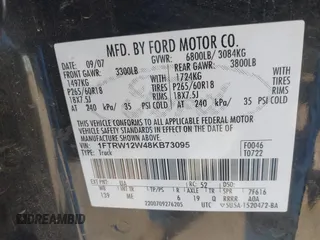 2008 Ford F-150 XL with VIN 1FTRW12W48KB73095, listed as a IAAI auction lot 41987719 with 325,045 mi miles and . Bid and sale history available at DreamBid. Image 9.