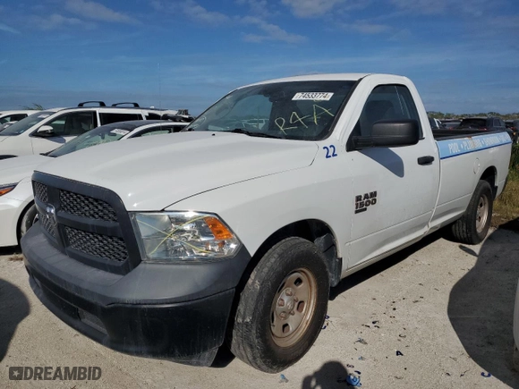 2019 Ram 1500 Classic Tradesman with VIN 3C6JR6DG5KG708125, listed as a Copart auction lot 83924524 with 0 mi miles and Salvage Title. Bid and sale history available at carsss.com. Image 1.