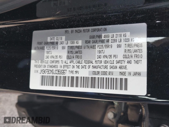 2018 Mazda CX-5 Touring z VIN JM3KFBCM9J0358997, wystawiony jako IAAI lot #42332606 z przebiegiem 93 952 mil mil oraz . Historia ofert i sprzedaży dostępna na DreamBid. Obrazek 9.
