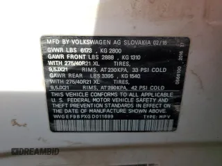 2016 Volkswagen Touareg Sport с VIN WVGEF9BPXGD011699, выставлен на аукционе Copart как лот 85089304 с пробегом 107 792 миль миль и Списание • Salvage title. История ставок и продаж доступна на DreamBid. Изображение 13.