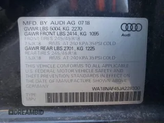 2018 Audi A4 allroad Premium Plus with VIN WA18NAF45JA228330, listed as a Copart auction lot 73766754 with 50,262 mi miles and Salvage Title. Bid and sale history available at carsss.com. Image 12.