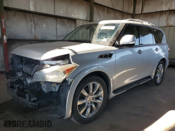 2012 Infiniti QX56 7-passenger with VIN JN8AZ2NF8C9515013, listed as a Copart auction lot 73123884 with 124,300 mi miles and Salvage Title. Bid and sale history available at carsss.com. Image 1.