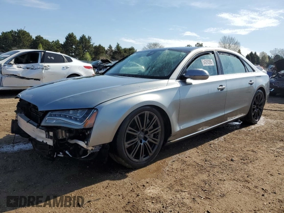 2012 Audi A8 with VIN WAURVAFD8CN018131, listed as a Copart auction lot 54260395 with 98,706 mi miles and Salvage title. Bid and sale history available at DreamBid. Image 1.