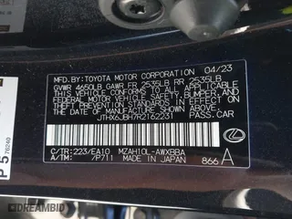 2024 Lexus UX with VIN JTHX6JBH7R2162231, listed as a IAAI auction lot 41665179 with 21,913 mi miles. Bid and sale history available at carsss.com. Image 9.