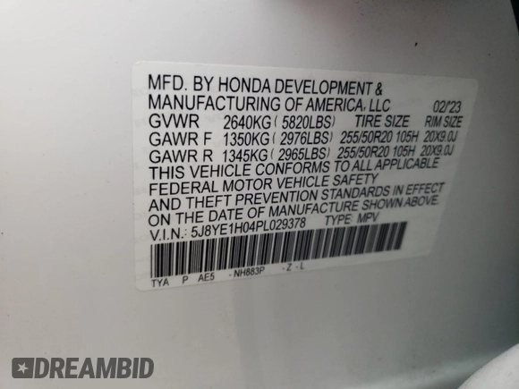 2023 Acura MDX w/A-Spec Package with VIN 5J8YE1H04PL029378, listed as a Copart auction lot 64363474 with 30,624 mi miles and Salvage Title. Bid and sale history available at carsss.com. Image 12.