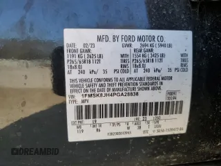 2023 Ford Explorer Timberline with VIN 1FMSK8JH4PGA28838, listed as a Copart auction lot 48324345 with 0 mi miles and Salvage Title. Bid and sale history available at carsss.com. Image 14.
