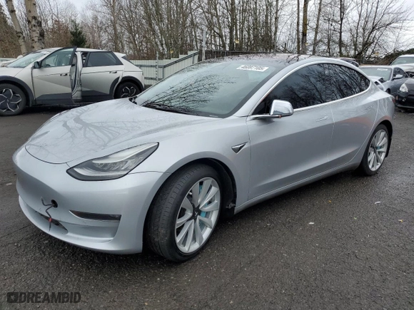 2018 Tesla Model 3 Long Range Battery with VIN 5YJ3E1EB0JF117059, listed as a Copart auction lot 46087105 with 78,733 mi miles and Salvage Title. Bid and sale history available at carsss.com. Image 1.