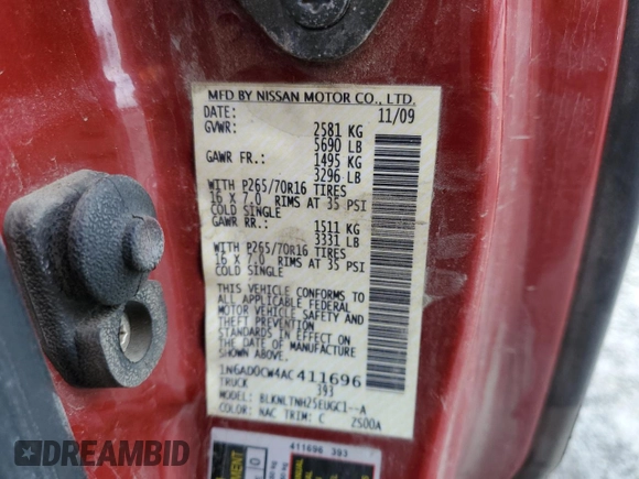 2010 Nissan Frontier SE с VIN 1N6AD0CW4AC411696, выставлен на аукционе Copart как лот 84172614 с пробегом 154 003 миль миль и Списание • Salvage title. История ставок и продаж доступна на DreamBid. Изображение 14.