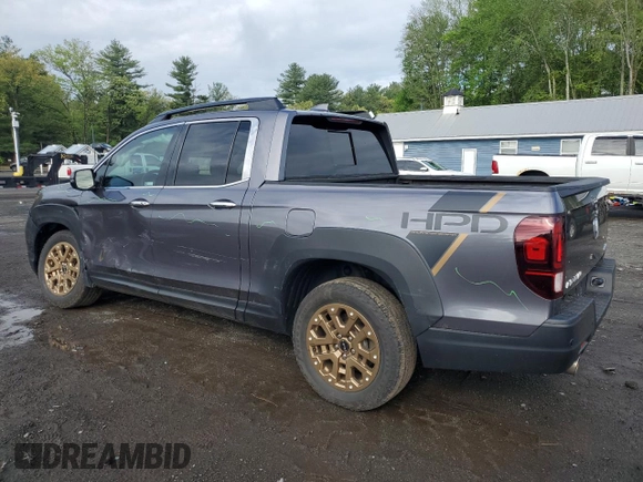 2022 Honda Ridgeline RTL-E with VIN 5FPYK3F79NB013946, listed as a Copart auction lot 55568745 with 21,541 mi miles and Salvage title. Bid and sale history available at DreamBid. Image 2.