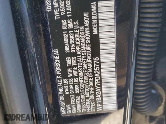 2023 Porsche Cayenne z VIN WP1BA2AY7PDA25775, wystawiony jako Copart lot #82593704 z przebiegiem 24 220 mil mil oraz Szkoda całkowita • Salvage title. Historia ofert i sprzedaży dostępna na DreamBid. Obrazek 13.