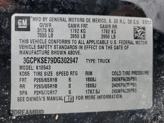 2013 Chevrolet Silverado 1500 LT with VIN 3GCPKSE79DG302947, listed as a Copart auction lot 46079245 with 145,269 mi miles and Clean Title. Bid and sale history available at carsss.com. Image 12.