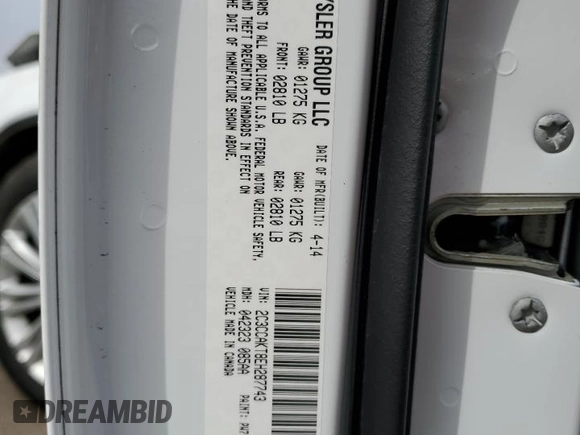 2014 Chrysler 300 C with VIN 2C3CCAKT8EH287743, listed as a Copart auction lot 46525465 with 86,282 mi miles and Salvage Title. Bid and sale history available at DreamBid. Image 12.
