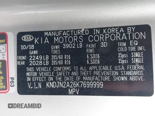 2019 Kia Soul with VIN KNDJN2A26K7699999, listed as a IAAI auction lot 42054374 with 78,797 mi miles and . Bid and sale history available at DreamBid. Image 9.