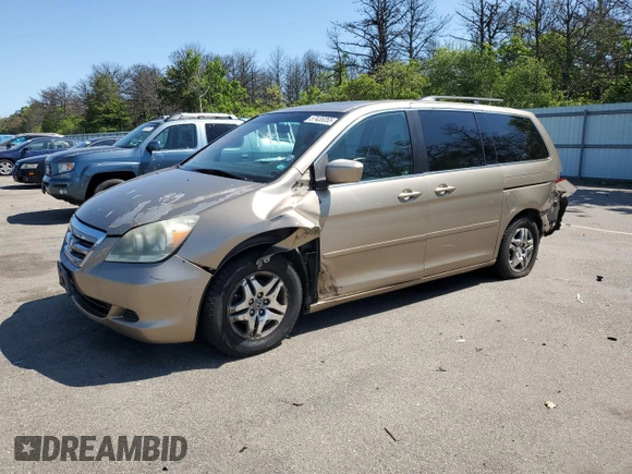 2005 Honda Odyssey EX-L with VIN 5FNRL38735B040552, listed as a Copart auction lot 57435355 with 183,768 mi miles and Salvage title. Bid and sale history available at DreamBid. Image 1.