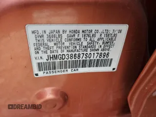 2007 Honda Fit Sport with VIN JHMGD38687S017896, listed as a Copart auction lot 51041155 with 184,977 mi miles and Salvage Title. Bid and sale history available at carsss.com. Image 14.