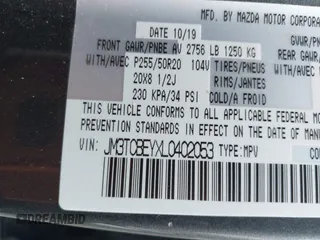 2020 Mazda CX-9 Signature with VIN JM3TCBEYXL0402053, listed as a IAAI auction lot 42070846 with 47,695 mi miles and . Bid and sale history available at DreamBid. Image 9.