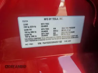 2024 Tesla Model Y Long Range z VIN 7SAYGDEE6RA261108, wystawiony jako Copart lot #55252805 z przebiegiem 16 932 mil mil oraz Szkoda całkowita • Salvage title. Historia ofert i sprzedaży dostępna na DreamBid. Obrazek 12.