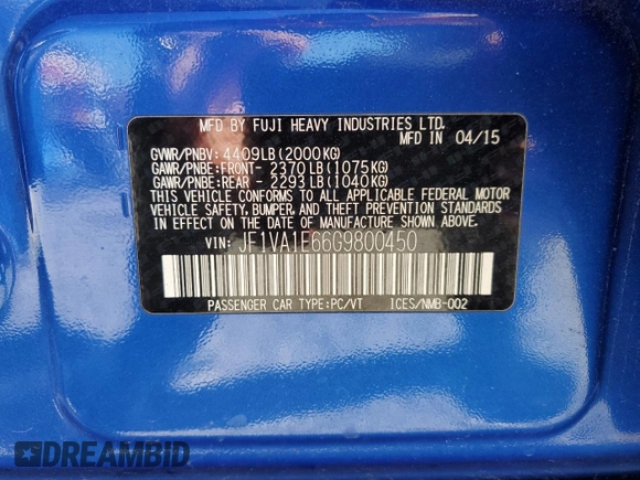 2016 Subaru WRX Premium with VIN JF1VA1E66G9800450, listed as a Copart auction lot 47370175 with 147,159 mi miles and Salvage Title. Bid and sale history available at carsss.com. Image 14.