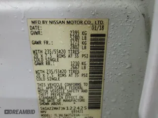 2018 Nissan Murano Platinum with VIN 5N1AZ2MH7JN122425, listed as a Copart auction lot 47676195 with 131,002 mi miles and Salvage Title. Bid and sale history available at carsss.com. Image 15.