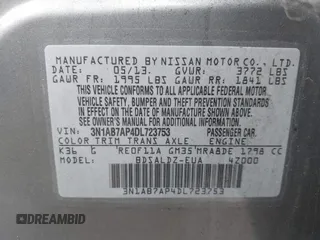 2013 Nissan Sentra FE+ S with VIN 3N1AB7AP4DL723753, listed as a IAAI auction lot 41873190 with 116,650 mi miles and . Bid and sale history available at DreamBid. Image 9.