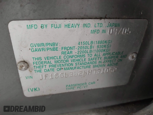 2006 Subaru Forester X с VIN JF1SG63626H731052, выставлен на аукционе IAAI как лот 42375380 с пробегом 64 368 миль миль и . История ставок и продаж доступна на DreamBid. Изображение 9.