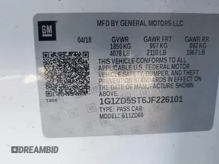 2018 Chevrolet Malibu LT z VIN 1G1ZD5ST6JF226101, wystawiony jako IAAI lot #42455355 z przebiegiem 119 081 mil mil oraz . Historia ofert i sprzedaży dostępna na DreamBid. Obrazek 9.