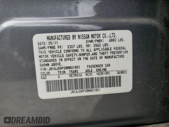 2011 Infiniti EX Journey с VIN JN1AJ0HP0BM801951, выставлен на аукционе Copart как лот 50024915 с пробегом 106 562 миль миль и Списание • Salvage title. История ставок и продаж доступна на DreamBid. Изображение 13.