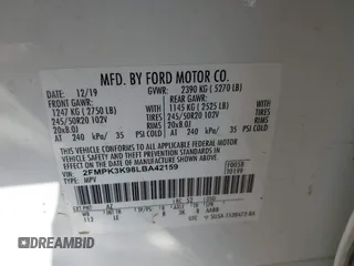 2020 Ford Edge Titanium z VIN 2FMPK3K98LBA42159, wystawiony jako IAAI lot #42358229 z przebiegiem 88 512 mil mil oraz . Historia ofert i sprzedaży dostępna na DreamBid. Obrazek 9.