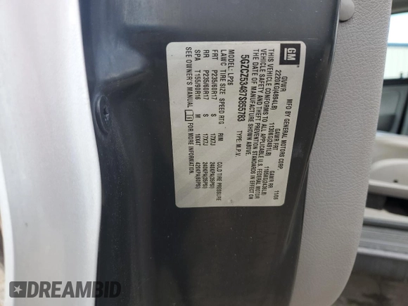 2007 Saturn VUE V6 z VIN 5GZCZ53487S855783, wystawiony jako Copart lot #55393065 z przebiegiem Nie podano mil oraz Szkoda całkowita • Salvage title. Historia ofert i sprzedaży dostępna na DreamBid. Obrazek 13.