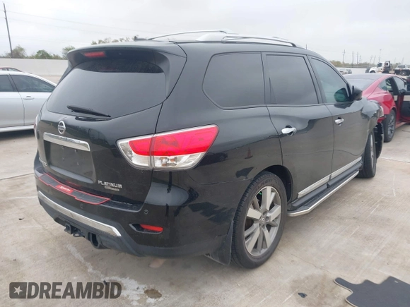 2014 Nissan Pathfinder Platinum z VIN 5N1AR2MN0EC619145, wystawiony jako IAAI lot #41032657 z przebiegiem 148 405 mil mil oraz . Historia ofert i sprzedaży dostępna na DreamBid. Obrazek 4.