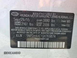 2016 Hyundai Elantra SE z VIN 5NPDH4AE1GH769874, wystawiony jako Copart lot #62957465 z przebiegiem 190 006 mil mil oraz Szkoda całkowita • Salvage title. Historia ofert i sprzedaży dostępna na DreamBid. Obrazek 13.