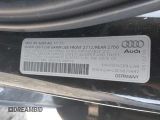 2012 Audi A6 3.0T Premium Plus with VIN WAUGGAFC3CN075992, listed as a IAAI auction lot 42036155 with 183,986 mi miles. Bid and sale history available at carsss.com. Image 9.