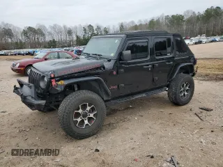 2021 Jeep Wrangler Unlimited Rubicon with VIN 1C4JJXFM0MW627692, listed as a Copart auction lot 43525105 with 102,472 mi miles and Salvage Title. Bid and sale history available at carsss.com. Image 1.