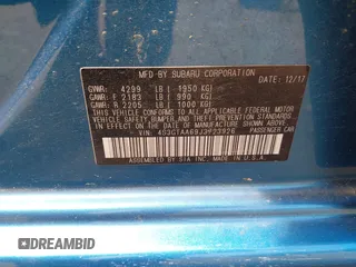 2018 Subaru Impreza with VIN 4S3GTAA69J3723926, listed as a IAAI auction lot 42129469 with 61,167 mi miles and . Bid and sale history available at DreamBid. Image 9.