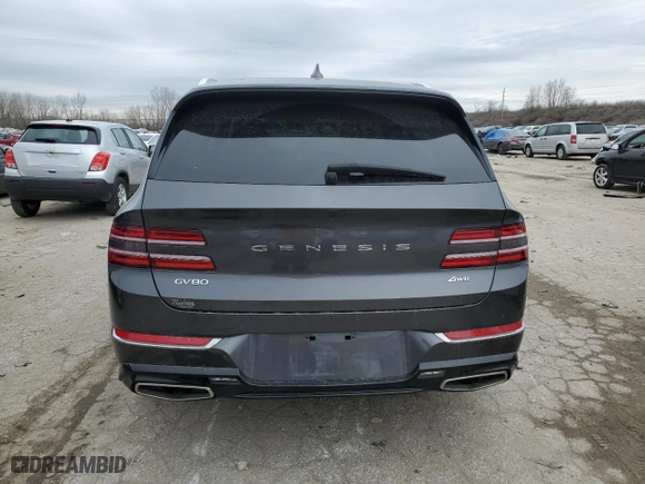 2021 Genesis GV80 with VIN KMUHBDSB8MU053141, listed as a Copart auction lot 43893403 with 0 mi miles and Salvage Title. Bid and sale history available at carsss.com. Image 6.